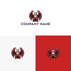 Majestic Red Griffin Logo Emblem of Power and Mythical Strength for Your Brand Identity