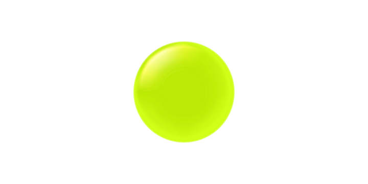 A glossy, bright lime green sphere with a reflection, isolated on a plain white background.