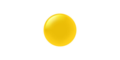 A single glossy yellow sphere with a light reflection, isolated on a plain white background.