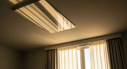 Serene interior of a room, featuring soft morning light and minimalist design