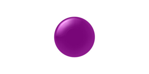 A shiny purple 3D sphere with a glossy reflection, isolated on a plain white background.