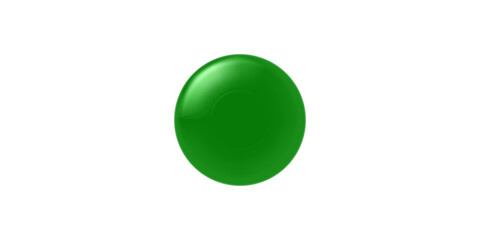 A shiny green sphere with a glossy reflection isolated on a clean white background.