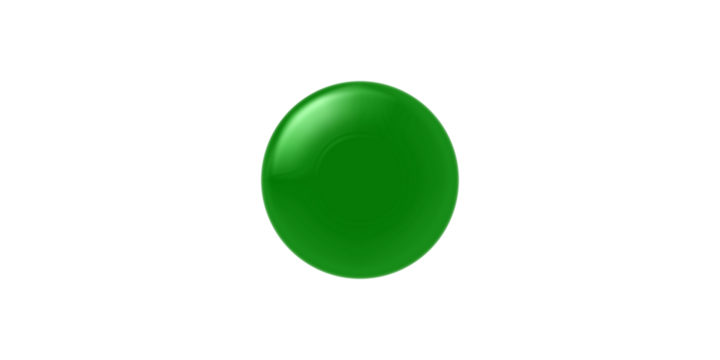 A shiny green sphere with a glossy reflection isolated on a clean white background.