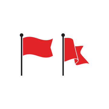 Two red flags icon silhouette vector flat illustration design.
