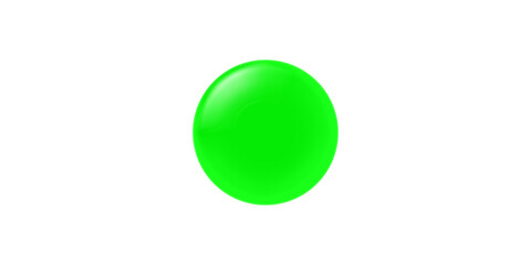 A shiny green sphere with a glossy reflection on a white background.