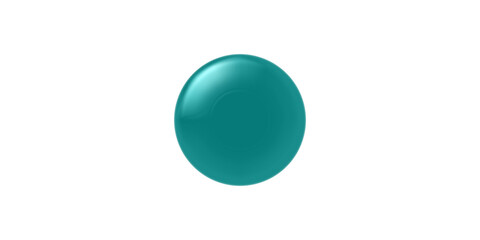 A shiny three-dimensional teal sphere with a light reflection, isolated on a white background.