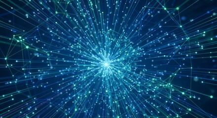 Abstract digital network background with glowing nodes and lines, concept for technology innovation, data science and artificial intelligence
