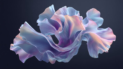 An ethereal abstract of a fabric, in pastel hues, gracefully floating and dancing in the air