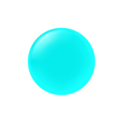 A vibrant cyan sphere with a glossy, reflective surface and a soft highlight, isolated on a white background.