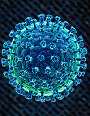 Detailed Scanning Electron Micrograph (SEM) of Avian Influenza H5N1 Virus.
