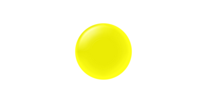 A single, glossy, bright yellow sphere isolated against a clean white background.