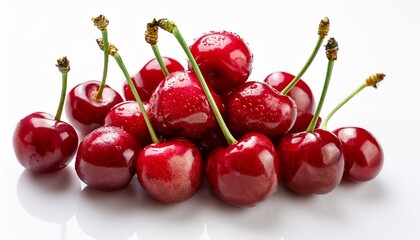 fresh red cherries on a white background showing natural sweetness isolated on white background