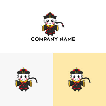 Cute cartoon Chinese vampire or Jiangshi character illustration, suitable for branding or gaming