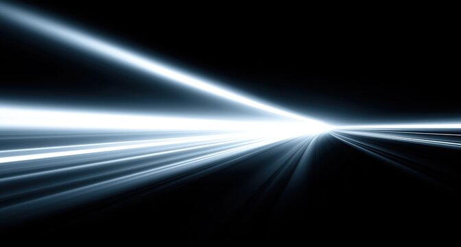 light beams form dynamic trajectory, sharp light trajectories suggest speed and energetic movement