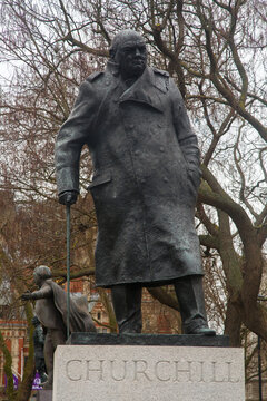 Sir Winston Churchill statue in Parliament Square, City of Westminster, London, England