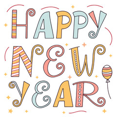 Happy new year repeating text pattern design