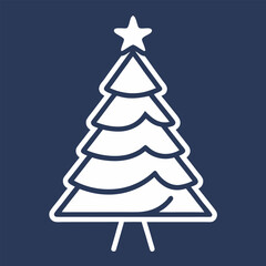 Minimalist single line continuous christmas tree icon