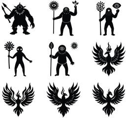 Animal shapes set in vector silhouette