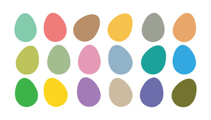 Collection of Easter egg icons. Colorful Easter eggs set against a white background. Vector art.