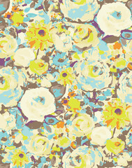 Romantic floral print with wildflowers sketch. Seamless pattern, gentle botanical background with various small flowers. Vector illustration.