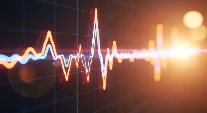 Abstract Sound Waveform With Bright Light And Bokeh Effect audio music