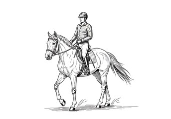 Detailed sketch of a rider on a spotted horse