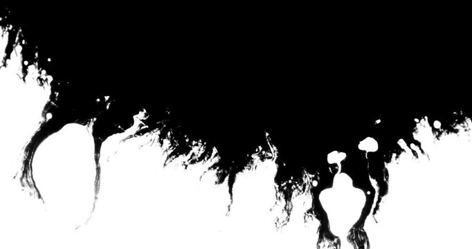 4K Black Ink Bleed: Spreading on White Background Abstract