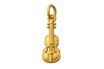 Golden violin charm pendant representing classical music jewelry
