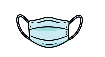 Simple flat design illustration of a blue medical face mask an essential protective item for health safety and public hygiene.