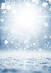 Fototapeta premium Eine helle, glitzernde Winterlandschaft mit sanftem Bokeh-Licht und schimmerndem Schnee erzeugt eine festliche, ruhige Stimmung für Weihnachten und Neujahr. Generative KI