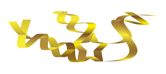 Golden ribbon isolated on transparent background, a symbol of celebration and festive cheer, adding a touch of elegance and joy to any occasion
