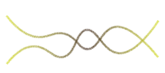 Abstract illustration of two wavy lines crossing each other, creating a symmetrical design isolated on transparent background the lines are textured