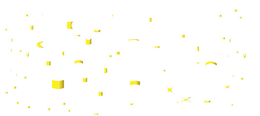 Golden confetti falling on transparent background, creating a festive and celebratory atmosphere, perfect for party invitations and special occasion graphics