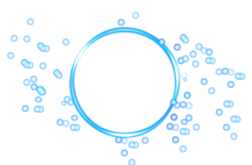 Abstract blue circle with bubbles isolated on transparent background, a modern and clean design element for various creative projects and presentations