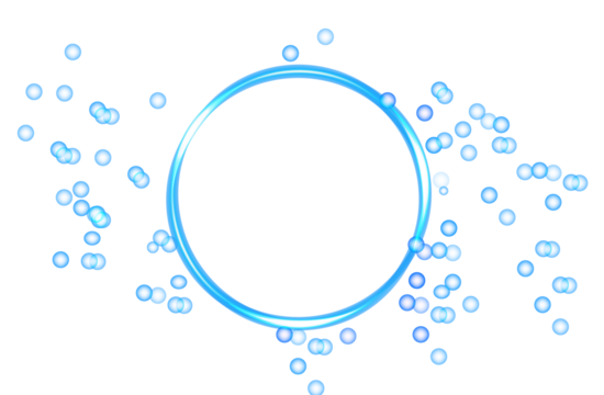 Abstract blue circle with bubbles isolated on transparent background, a modern and clean design element for various creative projects and presentations