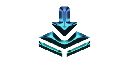 Blue download icon isolated on transparent background symbol of downloading file, data, document, or application modern design element for web and print