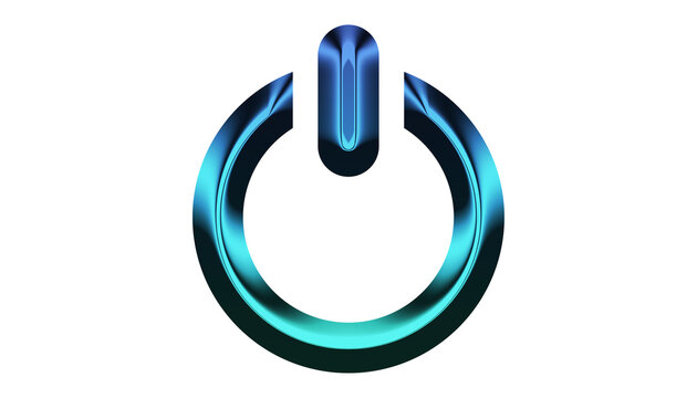A blue power button isolated on transparent background, symbolizing energy, technology, and the start of something new with a modern and sleek design