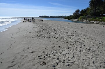 Sea Inlet at Malibu Beach in California. 