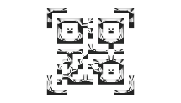 Abstract black and white fractal pattern isolated on transparent background, resembling a geometric design with intricate details and symmetrical shapes