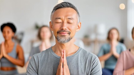 Mindful Meditation Practice in Yoga Studio for Inner Peace and Relaxation - Powered by Adobe