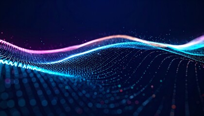 Futuristic blue data lines curving toward bright light on dark background with star-like nodes — high-speed tech concept.