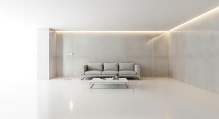 Modern living room interior design minimalist style with sofa and decor