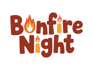 Bonfire Night text with flames and candles