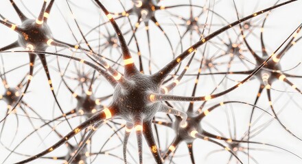 Abstract illustration of neural network cells connected on a white background