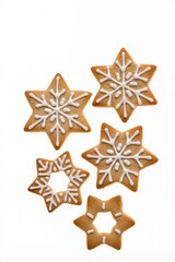 Isolated on a white background are New Year's cookies in the shape of a star, made in a knitted style