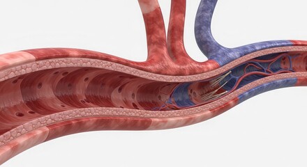 Medical illustration of a blood vessel cross section with anatomical details