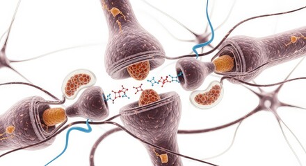 Abstract illustration of neural synapses and interconnected brain cells