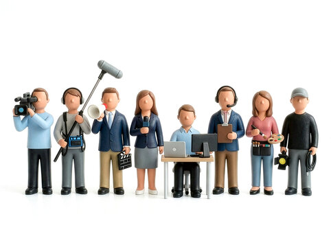 Eine Gruppe von Personen die beim Fernsehen arbeitet