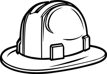 Construction hat illustration in minimal black vector