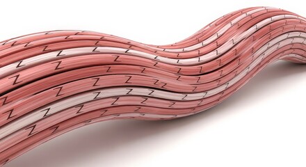 Abstract wavy striped pattern in red and white isolated on white background